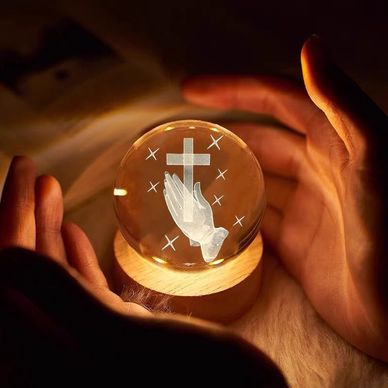 Transparent Crystal Cross Desktop Night Light