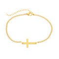Stainless Steel 18K Gold Cross Pendant Bracelet Minimalist Religious Jewelry