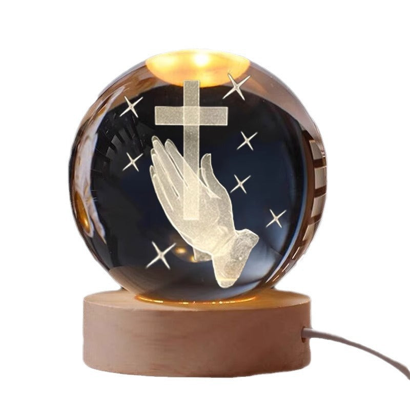 Transparent Crystal Cross Desktop Night Light
