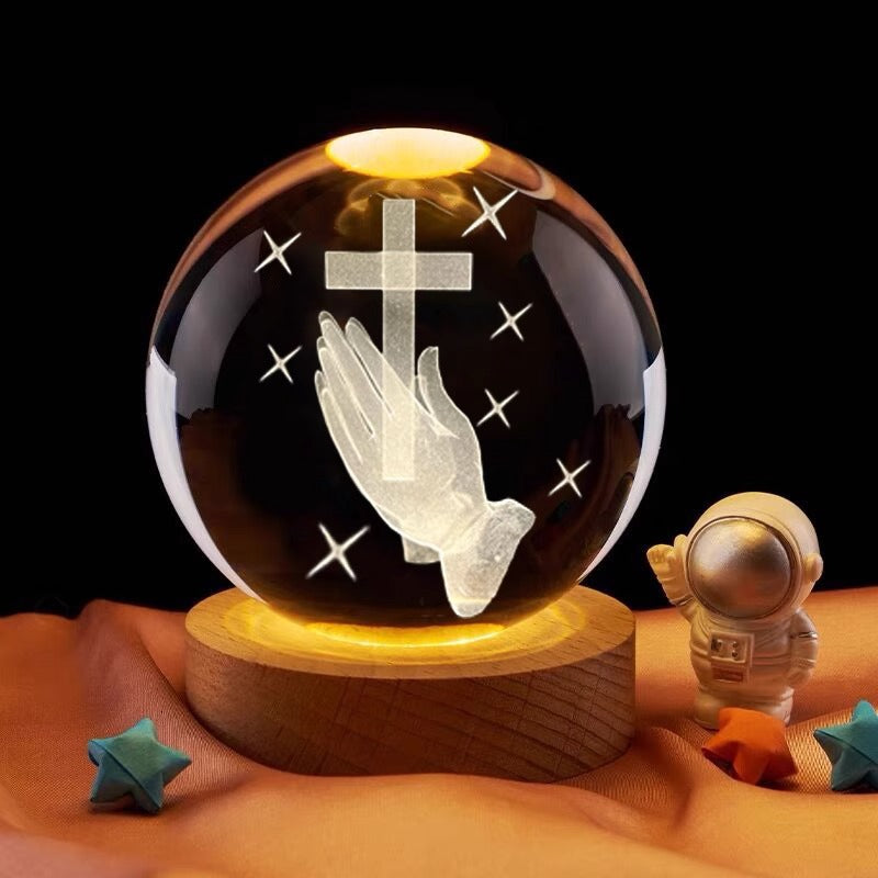Transparent Crystal Cross Desktop Night Light
