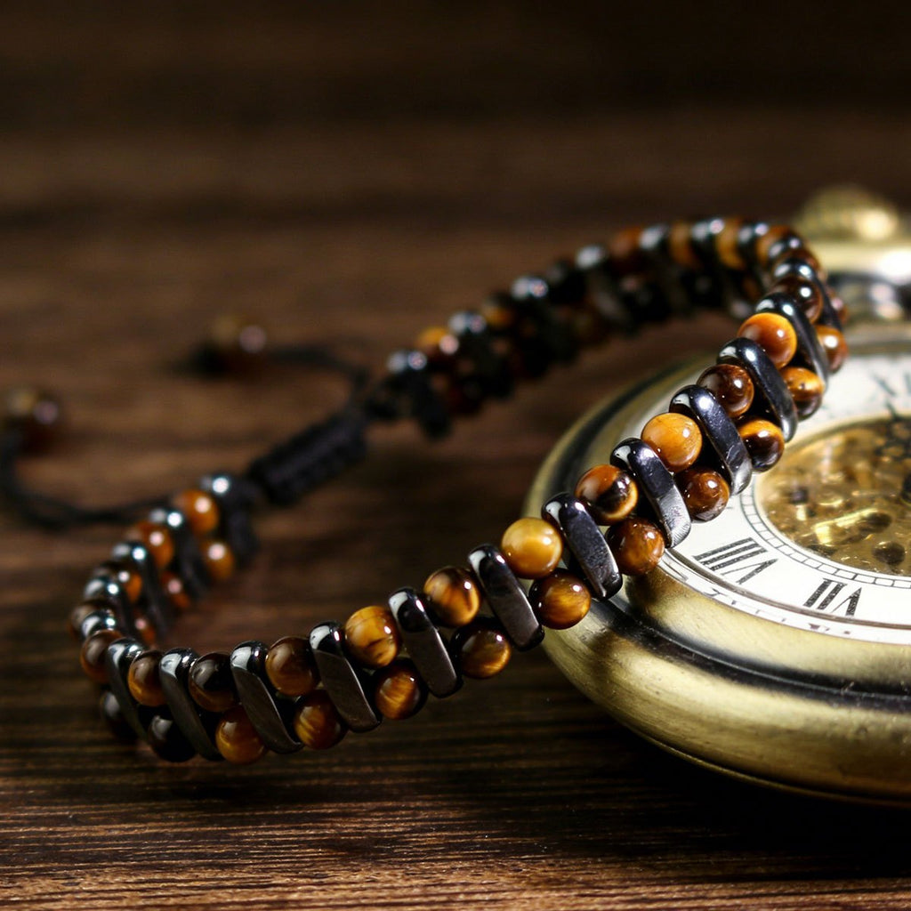 Tiger Eye Stone Magnetic Woven Bracelet