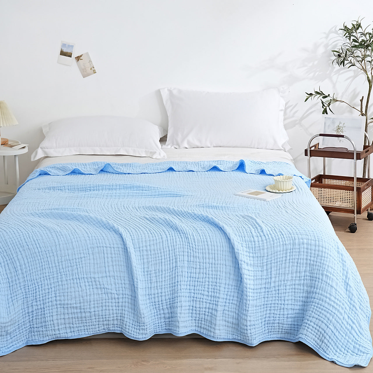 6-Layer Pure Cotton Gauze Towel Blanket, All-Cotton Bubble Gauze Towel Blanket, Single/Double Air-Conditioning Summer Cooling Blanket, Thin Quilt