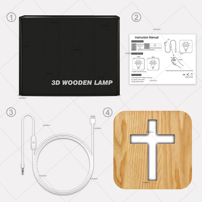 Solid Wood LED Night Lamp